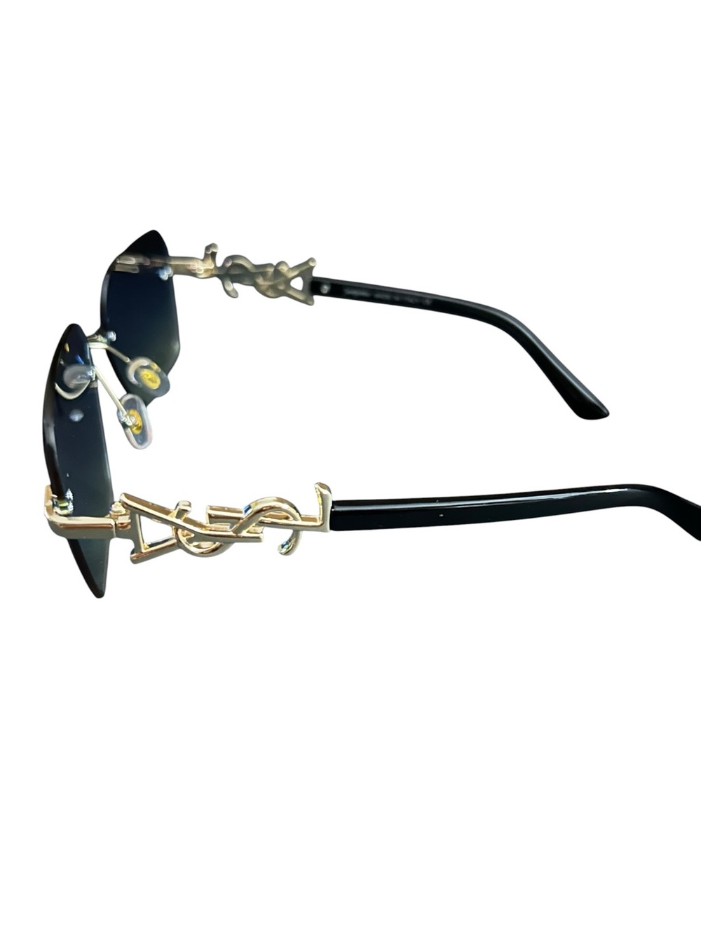 Rimless Blue Gradient Women’s Sunglasses with Gold Bridge - Picture 13 of 15
